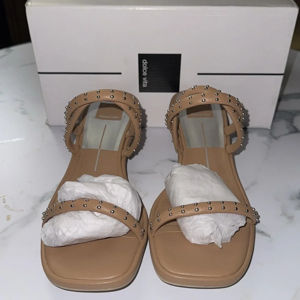 DOLCE VITA SANDALS, FAUX LEATHER, STUDDED, SIZE 8-1/2M - Picture 1 of 8